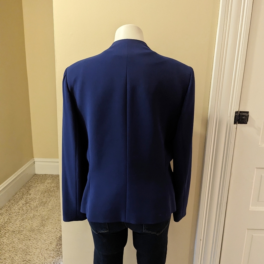 Vintage Albert Nipon Navy Blue Blazer With Bows O… - image 3